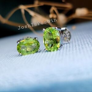 3.56CT Natural Oval peridot stud earrings in sterling silver